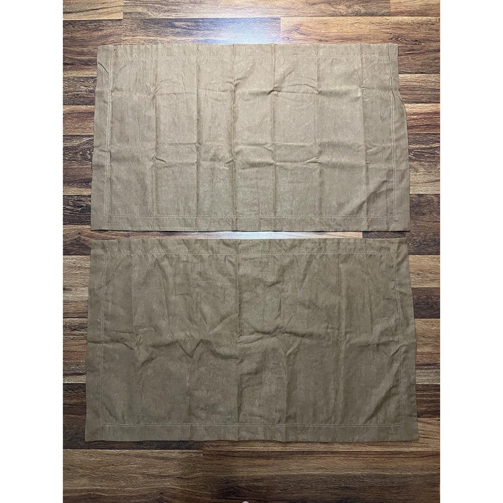 Set Of 2 Classic DOCKERS Khaki/Dark Tan KING Pillow Shams Buttons EUC